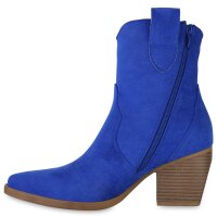 Damen Cowboy Boots in Blau Velours