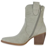 Damen Cowboy Boots in Hellgrün Velours