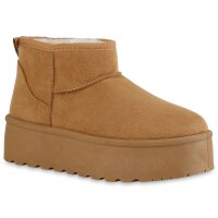 Damen Plateau Boots in Hellbraun