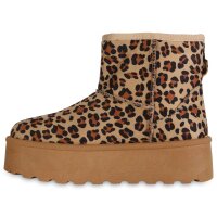 Damen Plateau Boots in Hellbraun Leo