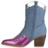 Damen Cowboy Boots in Blau Pink Mettalic