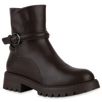 Damen Biker Boots in Dunkelbraun