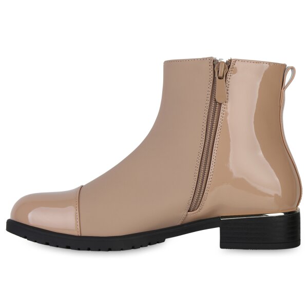 Damen Klassische Stiefeletten in Beige Lack