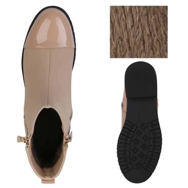 Damen Klassische Stiefeletten in Beige Lack