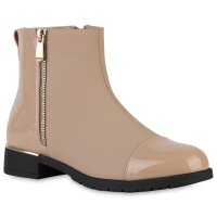 Damen Klassische Stiefeletten in Beige Lack