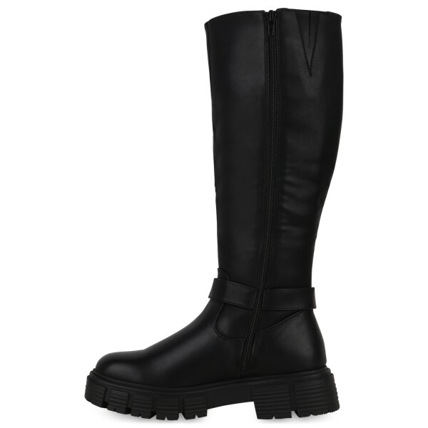 Damen Bikerstiefel in Schwarz