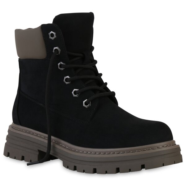 Damen Worker Boots in Schwarz