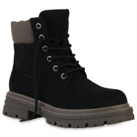 Damen Worker Boots in Schwarz
