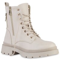 Damen Schnürstiefeletten in Beige