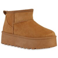 Damen Plateau Boots in Hellbraun