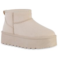 Damen Plateau Boots in Beige