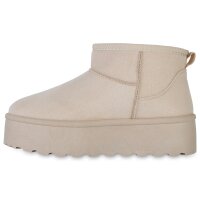 Damen Plateau Boots in Beige