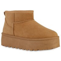 Damen Plateau Boots in Hellbraun
