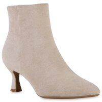 Damen Klassische Stiefeletten in Beige Velours