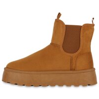 Damen Plateau Boots in Hellbraun