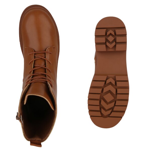 Damen Schnürstiefeletten in Hellbraun