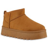 Damen Plateau Boots in Hellbraun
