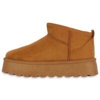 Damen Plateau Boots in Hellbraun