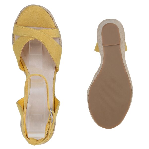 Damen Keilsandaletten in Dunkelgelb