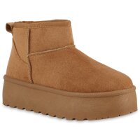 Damen Plateau Boots in Hellbraun