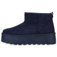 Damen Plateau Boots in Dunkelblau