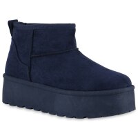 Damen Plateau Boots in Dunkelblau