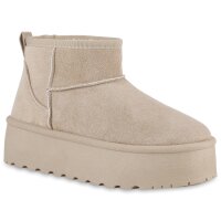 Damen Plateau Boots in Beige