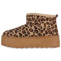 Damen Winter Boots in Hellbraun Leo