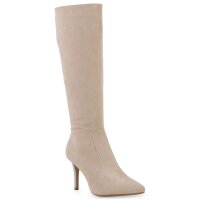 Damen Klassische Stiefel in Beige Velours
