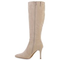 Damen Klassische Stiefel in Beige Velours