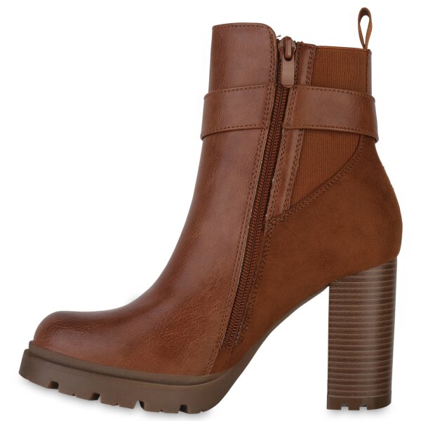 Damen Biker Boots in Hellbraun