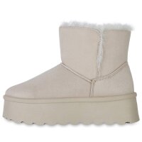 Damen Plateau Boots in Beige