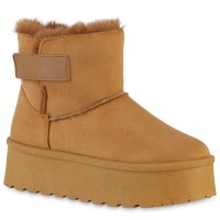 Damen Plateau Boots in Hellbraun