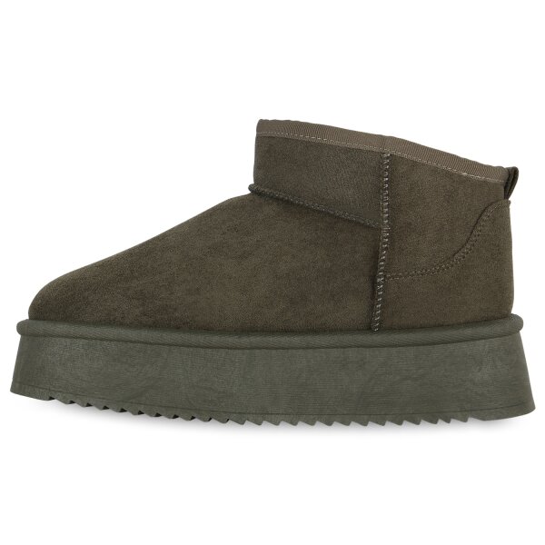 Damen Plateau Boots in Dunkelgr?n
