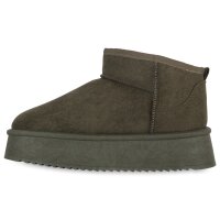 Damen Plateau Boots in Dunkelgr?n