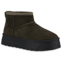 Damen Winter Boots in Olivgrün Schwarz