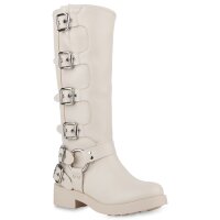Damen Bikerstiefel in Beige