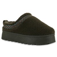 Damen Pantoffeln in Olivgrün