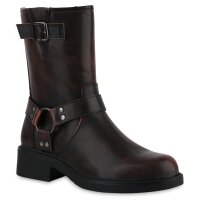 Damen Biker Boots in Dunkelbraun