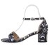 Damen Klassische Sandaletten in Schwarz Grau Weiss Muster