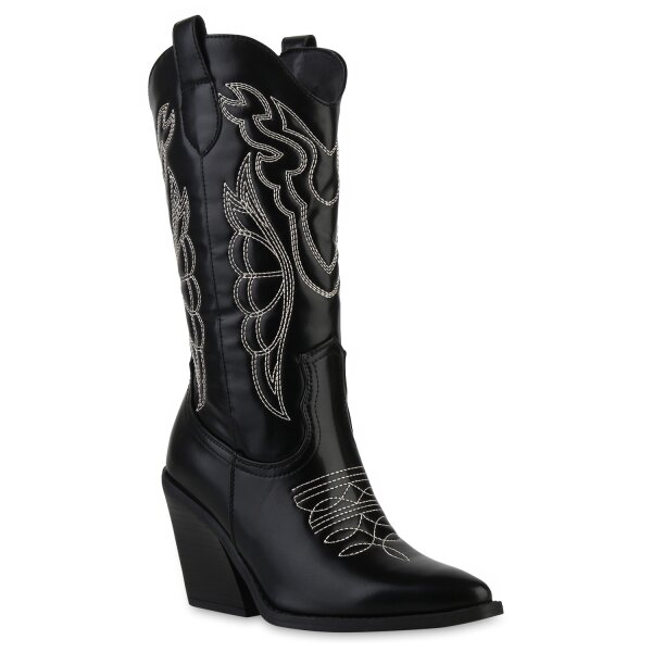 Damen Cowboystiefel in Schwarz