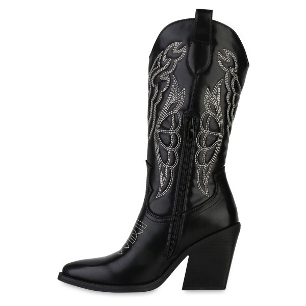 Damen Cowboystiefel in Schwarz