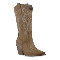Damen Cowboystiefel in Khaki