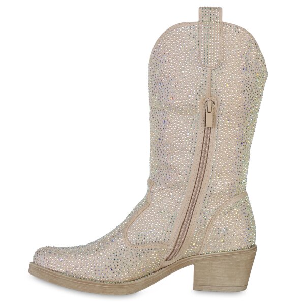 Damen Cowboystiefel in Beige
