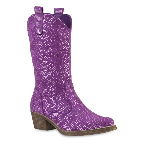 Damen Cowboystiefel in Lila