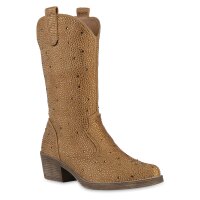Damen Cowboystiefel in Hellbraun