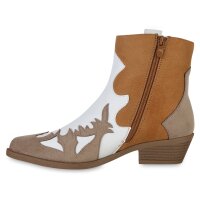 Damen Cowboy Boots in Khaki Weiss