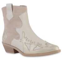 Damen Cowboy Boots in Beige Gold