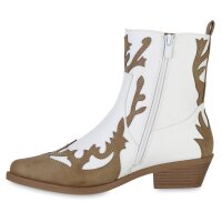 Damen Cowboy Boots in Weiss Khaki