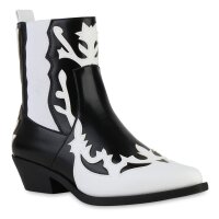 Damen Cowboy Boots in Weiss Schwarz